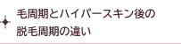 毛周期とハイパースキン後の脱毛周期の違い